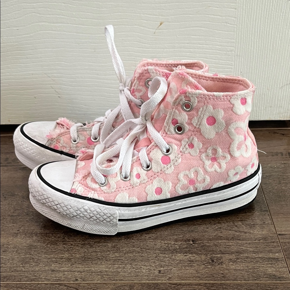 Converse Pink Floral Kids High-Top Sneakers